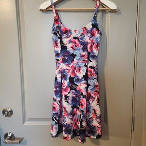 Aqua Floral Mini Dress - XS